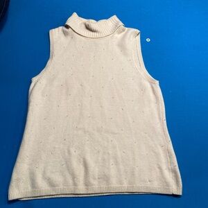 Jones New York Wool, Cashmere Woman, Beaded Sweater Vest , Turtleneck